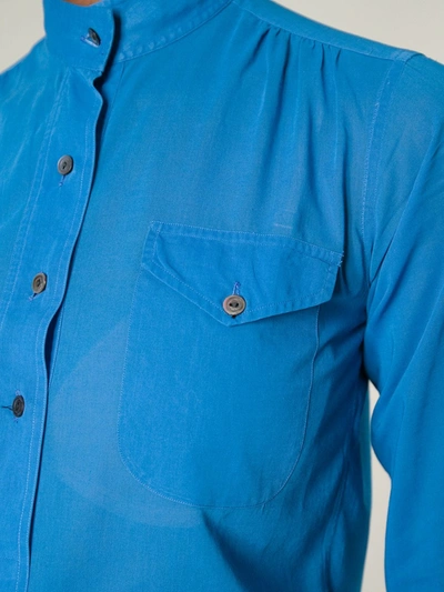Pre-owned Saint Laurent 1960s Flap Pocket Blouse In Blue