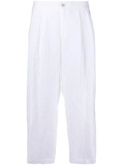 Shop Ermanno Scervino Striped Cropped Trousers In White