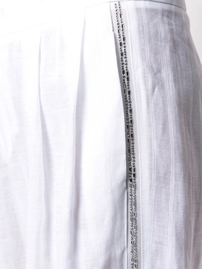 Shop Ermanno Scervino Striped Cropped Trousers In White