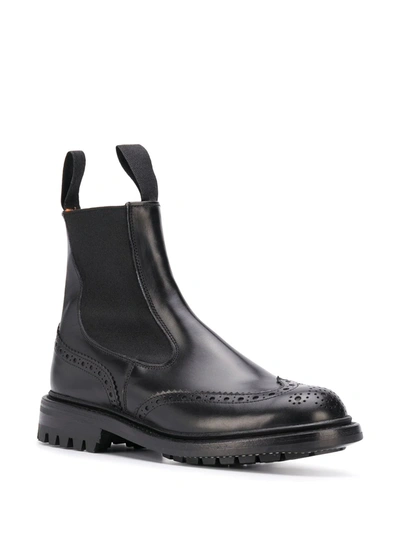 Shop Tricker's Silvia Perforated Ankle Boots In Black