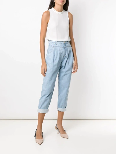 Shop Amapô Ice Cropped Jeans In Blue