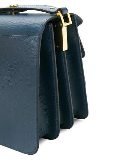 Shop Marni Trunk Leather Shoulder Bag In Blue