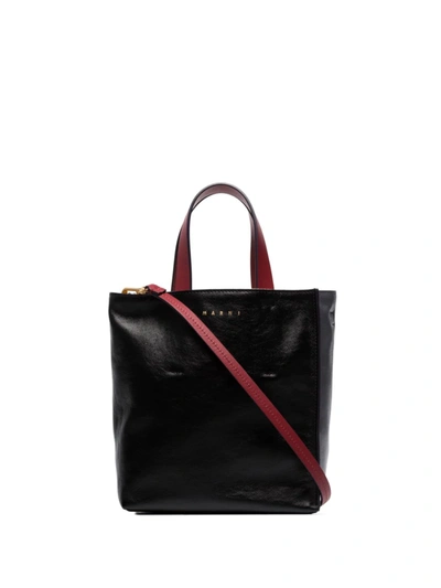 Shop Marni Museo Leather Tote Bag In Black