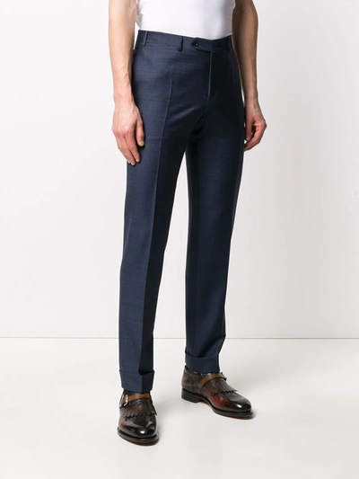 Shop Canali Slim-fit Tailored Trousers In Blue