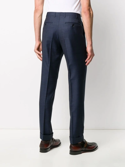 Shop Canali Slim-fit Tailored Trousers In Blue