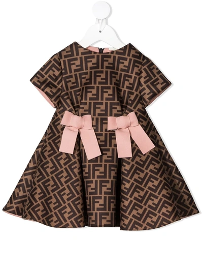 Shop Fendi Ff-logo Dress In Brown