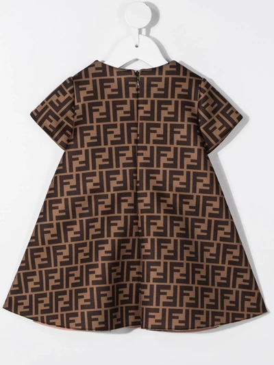 Shop Fendi Ff-logo Dress In Brown