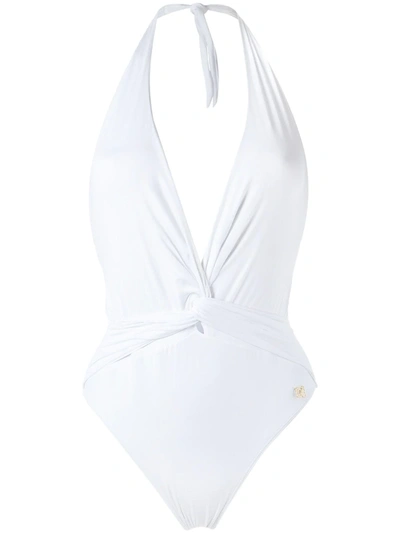 Shop Brigitte Plunge Neck Aline Swimsuit In White