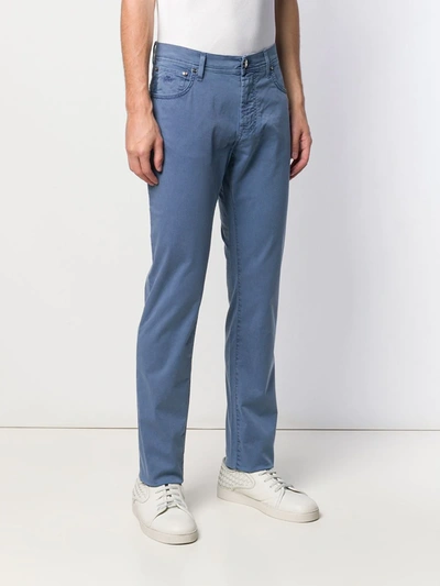 Shop Corneliani Straight Leg Trousers In Blue