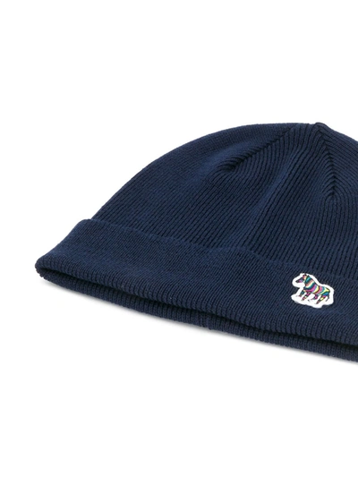 Shop Ps By Paul Smith Ribbed Knit Beanie In Blue