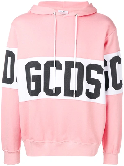 Shop Gcds Logo Printed Hoodie In Pink