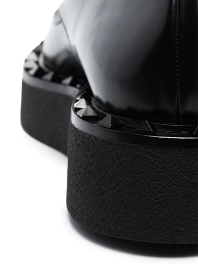 Shop Valentino Rockstud Flair Flatform Brogues In Black