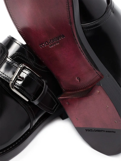 Shop Dolce & Gabbana Brushed Leather Monk Shoes In Black
