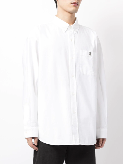 Shop A Bathing Ape Embroidered-logo Shirt In Weiss