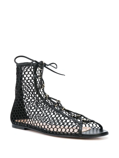 Shop Gianvito Rossi Perforated Lace-up Sandals In Black