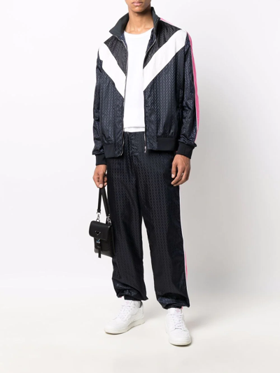 Valentino Navy Logo-jacquard Shell Track Jacket In Blau