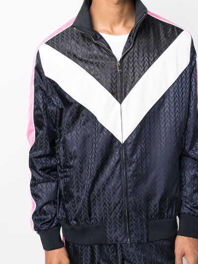 Valentino Navy Logo-jacquard Shell Track Jacket In Blau