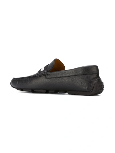 Bally Textured Leather Driving Shoes In Black
