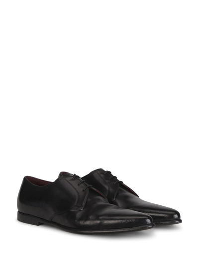 Shop Dolce & Gabbana Calf Leather Pointed Derby Shoes In Black