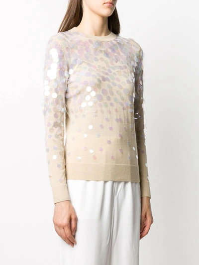 Shop Paco Rabanne Oversized Sequin Embellished Jumper In Neutrals