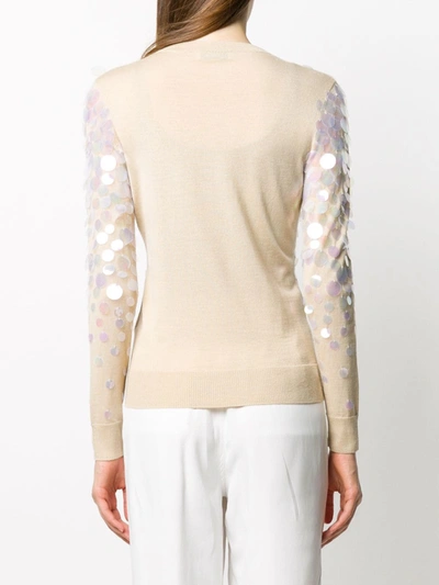 Shop Paco Rabanne Oversized Sequin Embellished Jumper In Neutrals