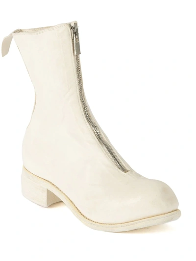 Shop Guidi Front-zip Ankle Boots In White