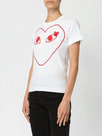 Shop Comme Des Garçons Play Heart Print T-shirt In White