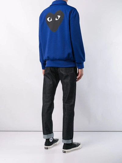Shop Comme Des Garçons Play Heart Logo Track Jacket In Blue