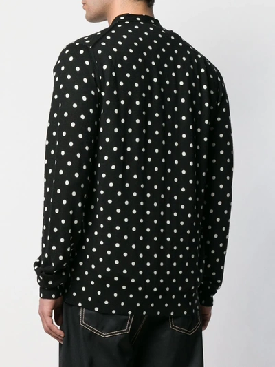 Comme Des Garçons Play Dot Print Wool Cardigan With Black Emblem In Black
