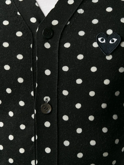 Shop Comme Des Garçons Play Polka Dot Heart Logo Cardigan In Black