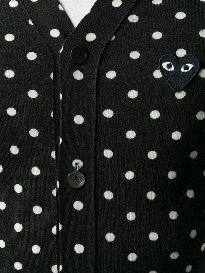 Comme Des Garçons Play Dot Print Wool Cardigan With Black Emblem In Black