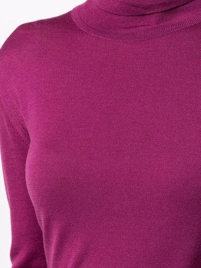 Shop John Smedley Roll-neck Knitted Jumper In Purple