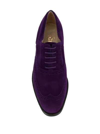 Pre-owned Chanel 1990s Cc Textured Brogues In Purple