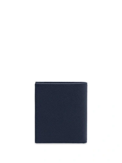 Prada Logo Plaque Bi-fold Wallet In Blue
