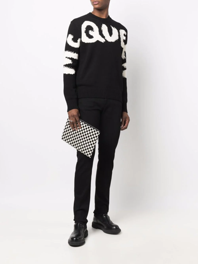 Shop Alexander Mcqueen Intarsia-knit Cotton Jumper In Black