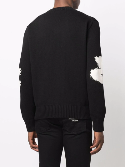 Shop Alexander Mcqueen Intarsia-knit Cotton Jumper In Black