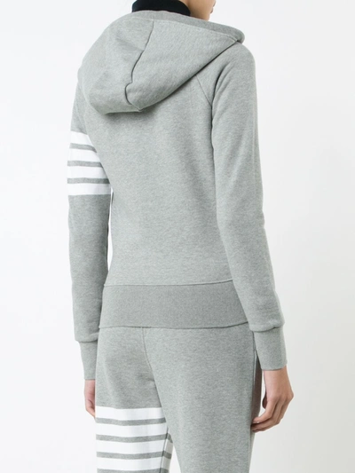 Shop Thom Browne 4-bar Striped Cotton Hoodie In Grey