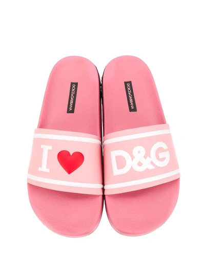 Shop Dolce & Gabbana Logo Slides In Pink