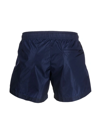 Shop Off-white Logo-print Crinkled Swim Shorts In Blue