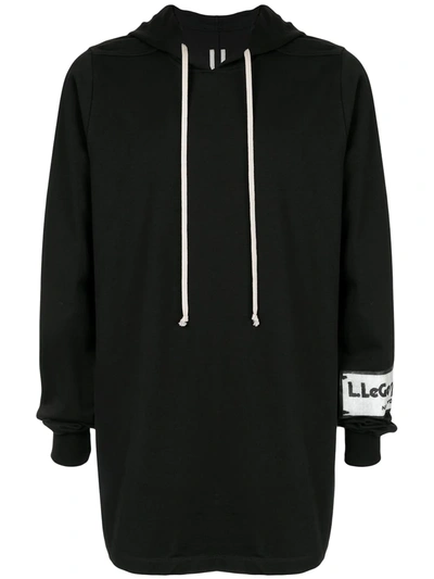 Shop Rick Owens Long Line Hoodie In Black