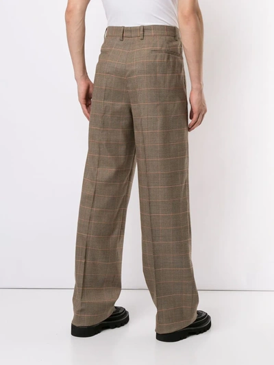 Shop Botter Classic Check Trousers In Brown
