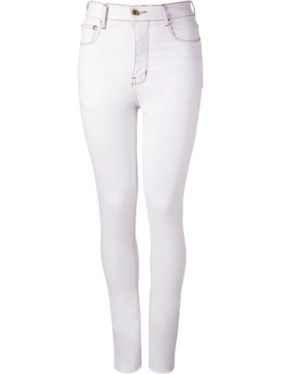Shop Amapô High Waist Skinny Trousers In White