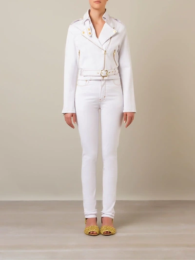 Shop Amapô High Waist Skinny Trousers In White