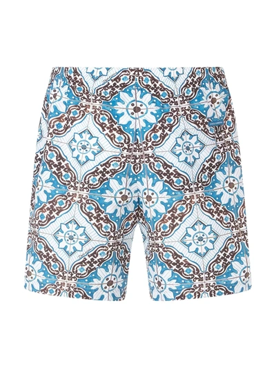 Shop Dolce & Gabbana Majolica Print Swim Shorts In White