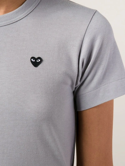 Shop Comme Des Garçons Play Embroidered Heart T-shirt In Grey