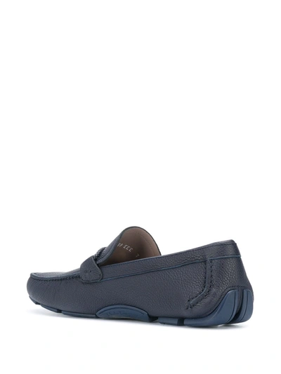 Ferragamo Gancini Ornament Leather Loafers In Blue
