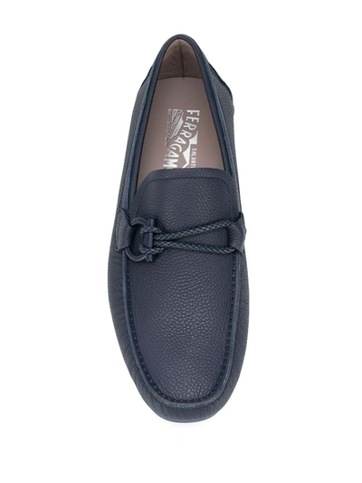 Ferragamo Gancini Ornament Leather Loafers In Blue