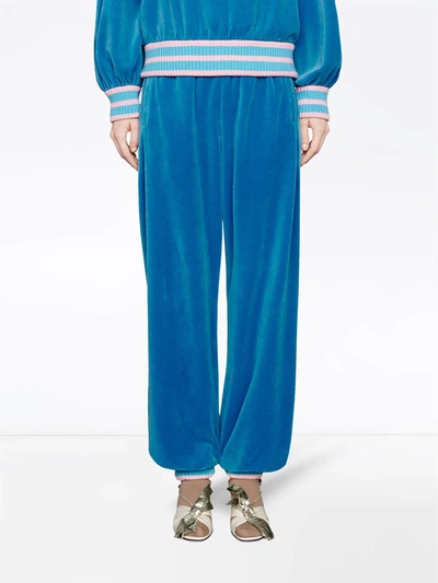 Shop Gucci Chenille Jogging Pant In Blue