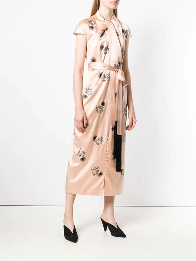 Shop Erdem Long Embroidered Dress In Pink