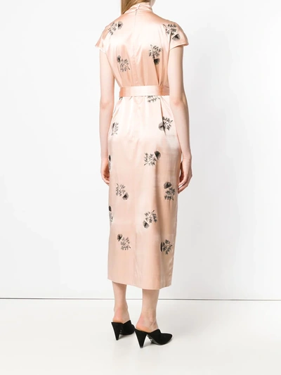 Shop Erdem Long Embroidered Dress In Pink